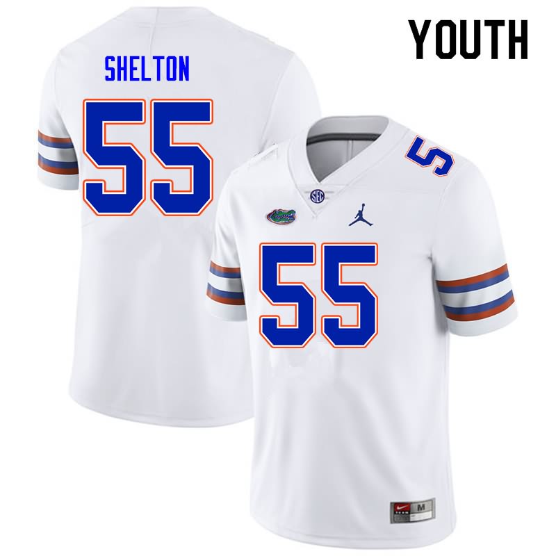 Youth NCAA Florida Gators Antonio Shelton #55 Stitched Authentic Nike White College Football Jersey NEC4165FB